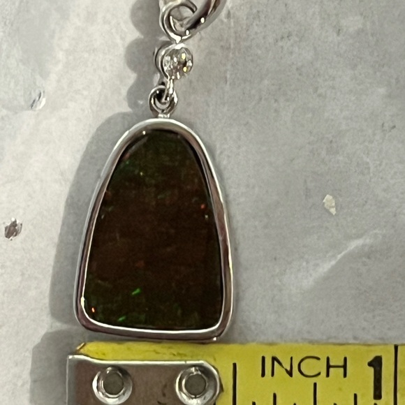14k Ammolite and Diamond White Gold Pendant Necklace - Picture 15 of 17